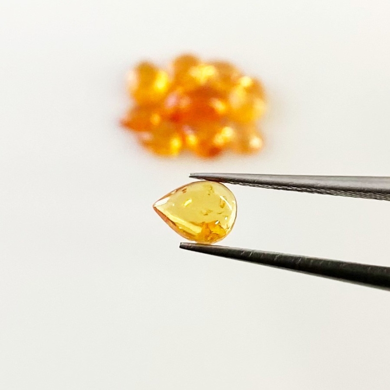 6.50 Carat Spessartite Garnet 5x4-7x5mm Smooth Pear Shape AA Grade Cabochons Parcel - Total 11 Pcs.