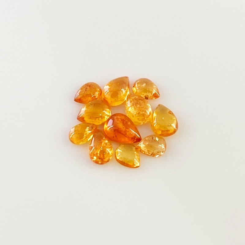6.50 Carat Spessartite Garnet 5x4-7x5mm Smooth Pear Shape AA Grade Cabochons Parcel - Total 11 Pcs.