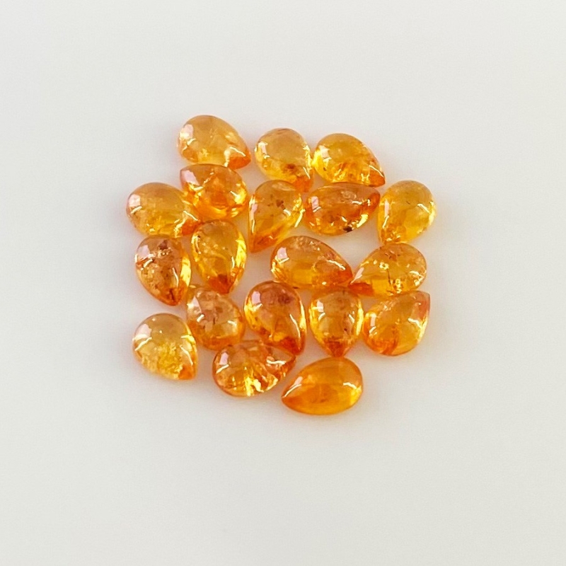 12.60 Carat Spessartite Garnet 6x4mm Smooth Pear Shape AA Grade Cabochons Parcel - Total 19 Pcs.
