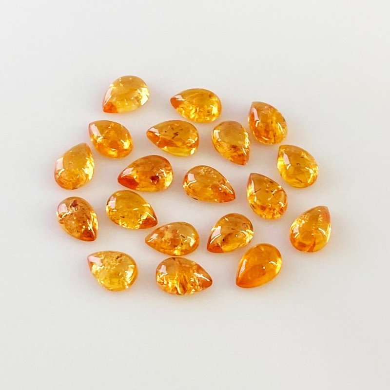 12.60 Carat Spessartite Garnet 6x4mm Smooth Pear Shape AA Grade Cabochons Parcel - Total 19 Pcs.