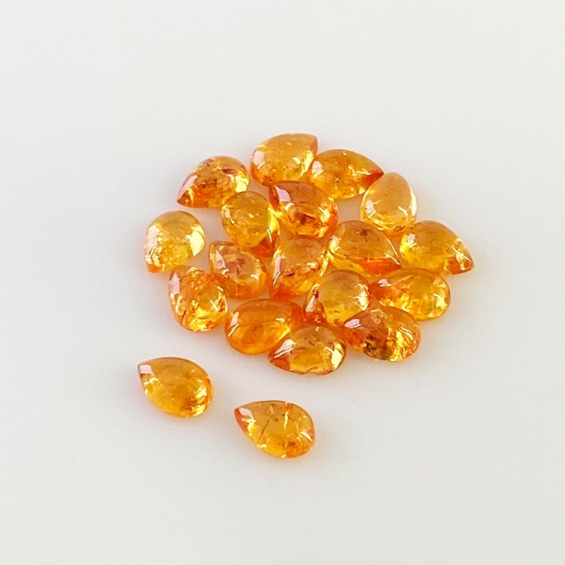 12.60 Carat Spessartite Garnet 6x4mm Smooth Pear Shape AA Grade Cabochons Parcel - Total 19 Pcs.