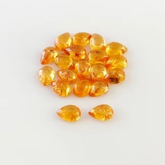 12.60 Carat Spessartite Garnet 6x4mm Smooth Pear Shape AA Grade Cabochons Parcel - Total 19 Pcs.