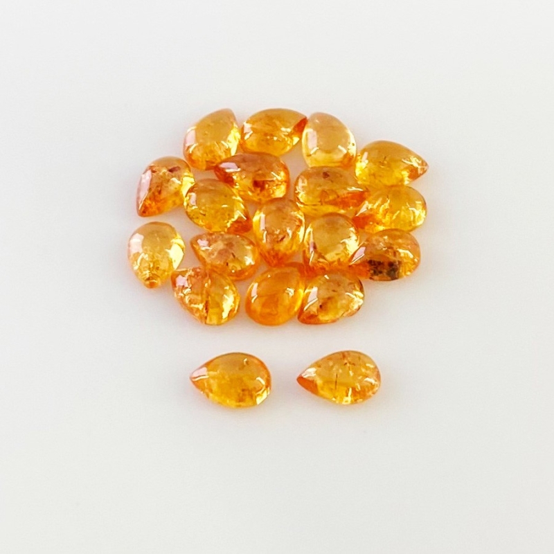 12.60 Carat Spessartite Garnet 6x4mm Smooth Pear Shape AA Grade Cabochons Parcel - Total 19 Pcs.