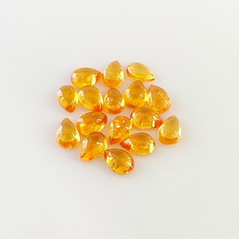 9.95 Carat Spessartite Garnet 6x4mm Smooth Pear Shape AA Grade Cabochons Parcel - Total 16 Pcs.