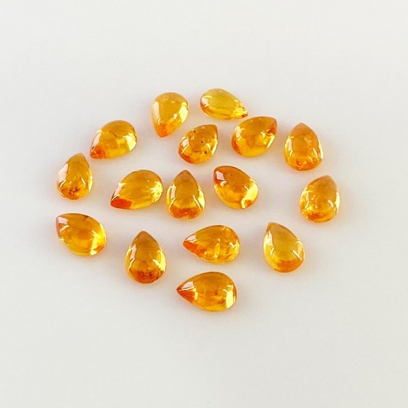 9.95 Carat Spessartite Garnet 6x4mm Smooth Pear Shape AA Grade Cabochons Parcel - Total 16 Pcs.