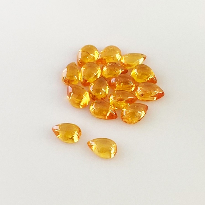 9.95 Carat Spessartite Garnet 6x4mm Smooth Pear Shape AA Grade Cabochons Parcel - Total 16 Pcs.