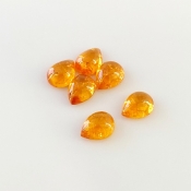 10.15 Carat Spessartite Garnet 8x6mm Smooth Pear Shape AA Grade Cabochons Parcel - Total 6 Pcs.