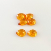 10.15 Carat Spessartite Garnet 8x6mm Smooth Pear Shape AA Grade Cabochons Parcel - Total 6 Pcs.