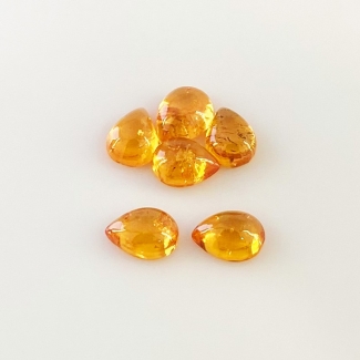 9.40 Carat Spessartite Garnet 8x6mm Smooth Pear Shape AA Grade Cabochons Parcel - Total 6 Pcs.