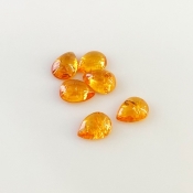 8.45 Carat Spessartite Garnet 8x6mm Smooth Pear Shape AA Grade Cabochons Parcel - Total 6 Pcs.