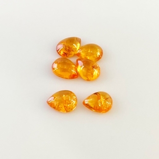 8.45 Carat Spessartite Garnet 8x6mm Smooth Pear Shape AA Grade Cabochons Parcel - Total 6 Pcs.