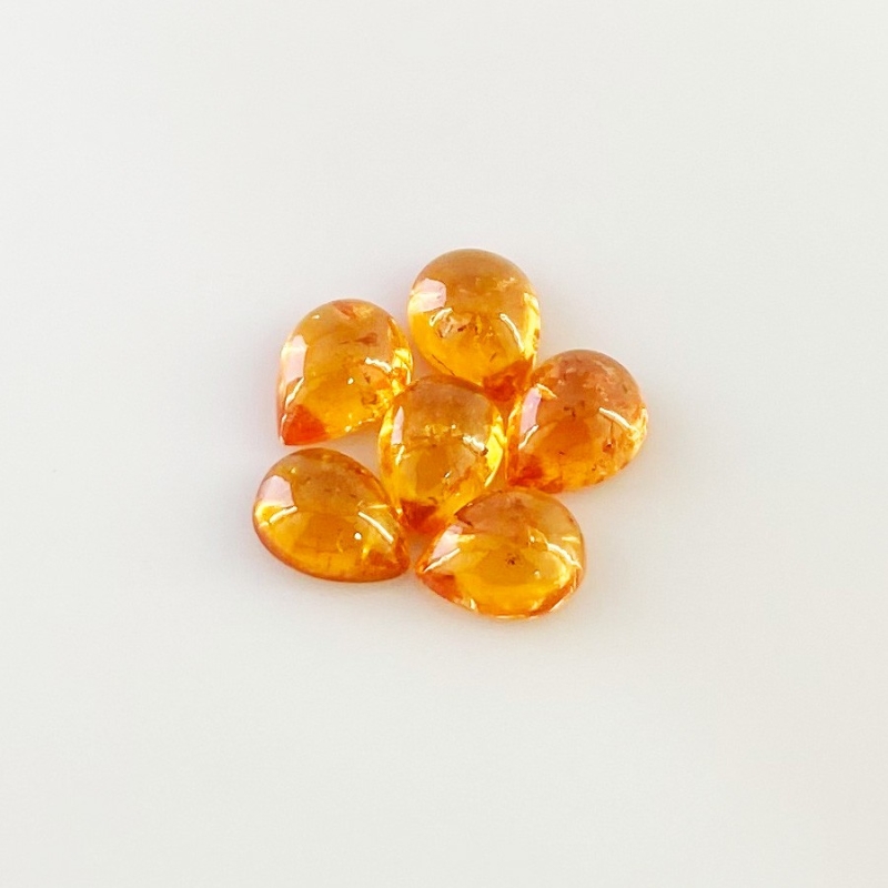 10.20 Carat Spessartite Garnet 8x6mm Smooth Pear Shape AA Grade Cabochons Parcel - Total 6 Pcs.
