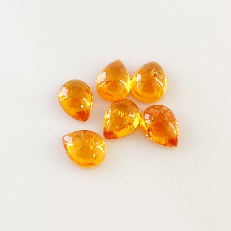10.20 Carat Spessartite Garnet 8x6mm Smooth Pear Shape AA Grade Cabochons Parcel - Total 6 Pcs.
