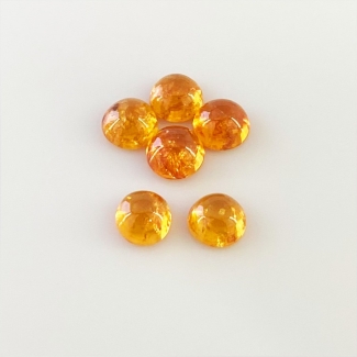 11.50 Carat Spessartite Garnet 7mm Smooth Round Shape AA Grade Cabochons Parcel - Total 6 Pcs.