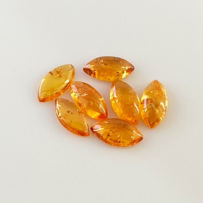 8.40 Carat Spessartite Garnet 10x5mm Smooth Marquise Shape AA Grade Cabochons Parcel - Total 7 Pcs.