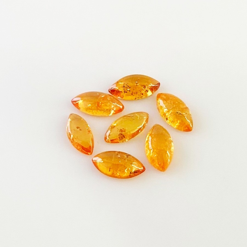 8.40 Carat Spessartite Garnet 10x5mm Smooth Marquise Shape AA Grade Cabochons Parcel - Total 7 Pcs.