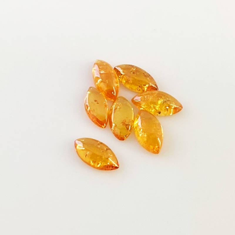 8.40 Carat Spessartite Garnet 10x5mm Smooth Marquise Shape AA Grade Cabochons Parcel - Total 7 Pcs.