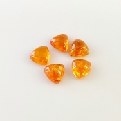 9.25 Carat Spessartite Garnet 7mm Smooth Trillion Shape AA Grade Cabochons Parcel - Total 5 Pcs.