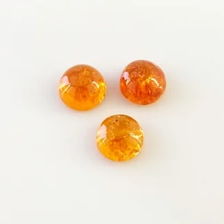 10.10 Carat Spessartite Garnet 8mm Smooth Round Shape AA Grade Cabochons Parcel - Total 3 Pcs.