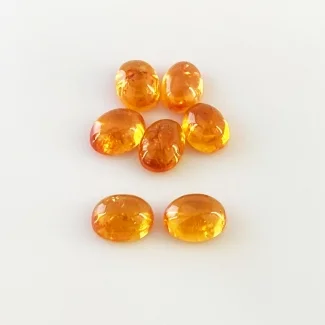 13.50 Carat Spessartite Garnet 8x6mm Smooth Oval Shape AA Grade Cabochons Parcel - Total 7 Pcs.