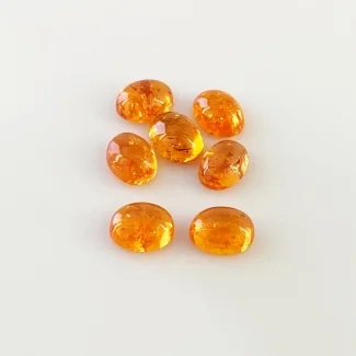 14.15 Carat Spessartite Garnet 8x6mm Smooth Oval Shape AA Grade Cabochons Parcel - Total 7 Pcs.