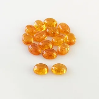 18.20 Carat Spessartite Garnet 7x5mm Smooth Oval Shape AA Grade Cabochons Parcel - Total 15 Pcs.