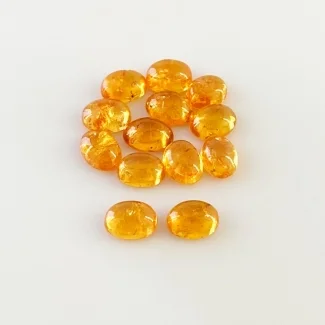 15.30 Carat Spessartite Garnet 7x5mm Smooth Oval Shape AA Grade Cabochons Parcel - Total 13 Pcs.