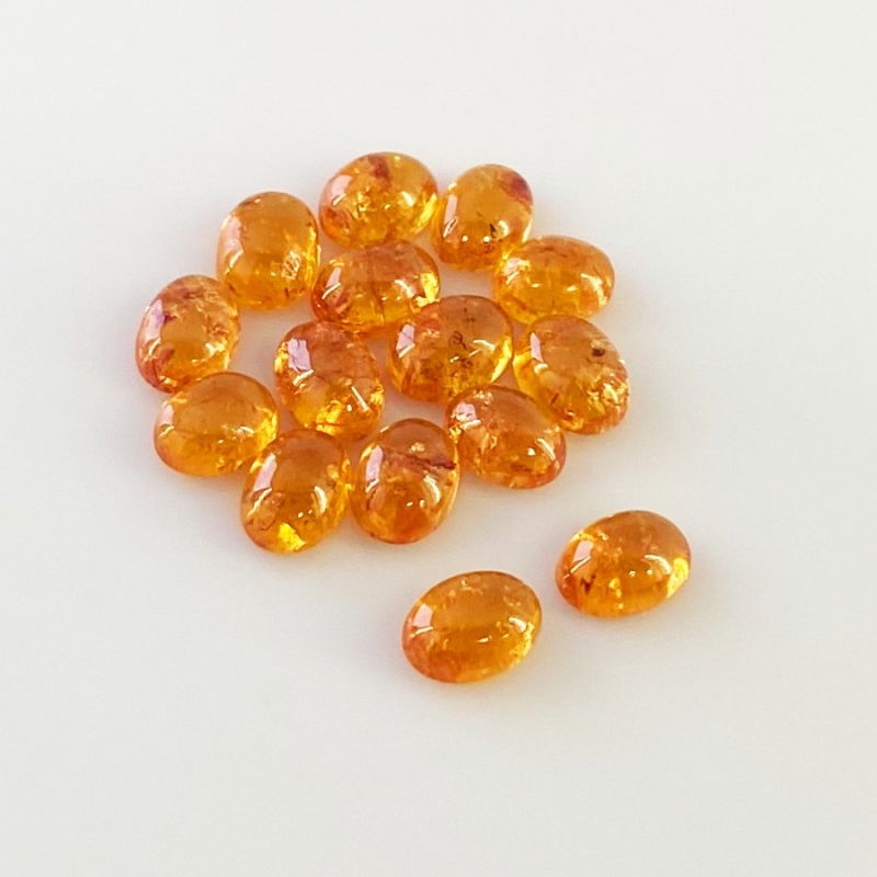 19.35 Carat Spessartite Garnet 7x5mm Smooth Oval Shape AA Grade Cabochons Parcel - Total 15 Pcs.