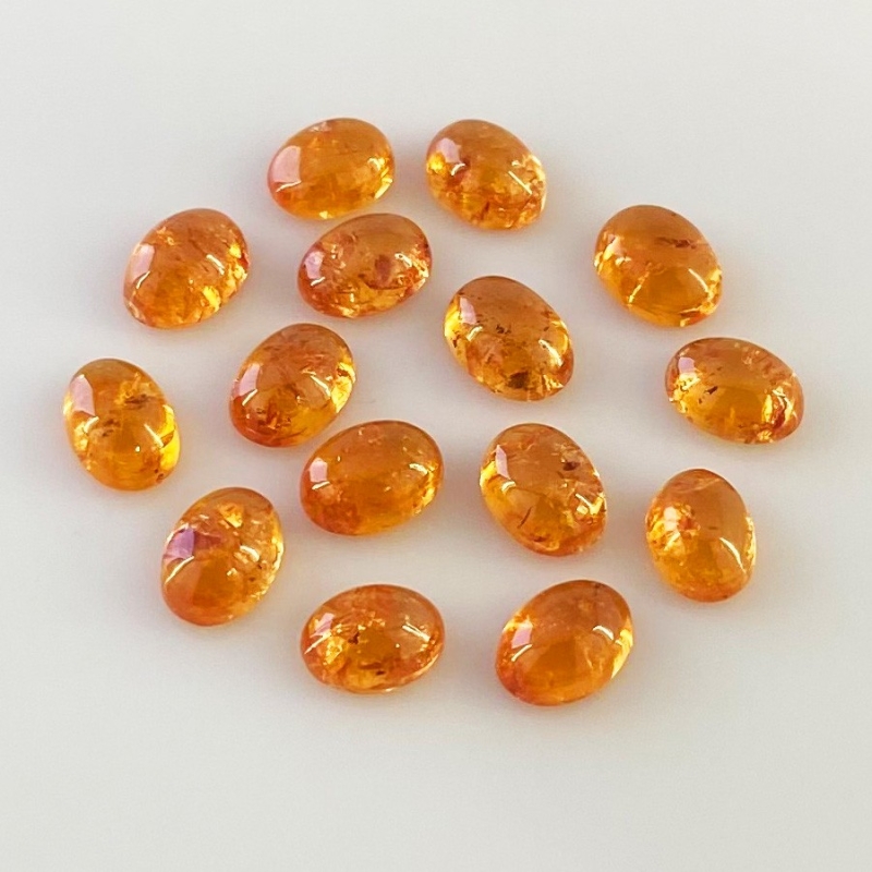 19.35 Carat Spessartite Garnet 7x5mm Smooth Oval Shape AA Grade Cabochons Parcel - Total 15 Pcs.