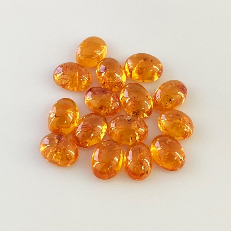 19.35 Carat Spessartite Garnet 7x5mm Smooth Oval Shape AA Grade Cabochons Parcel - Total 15 Pcs.