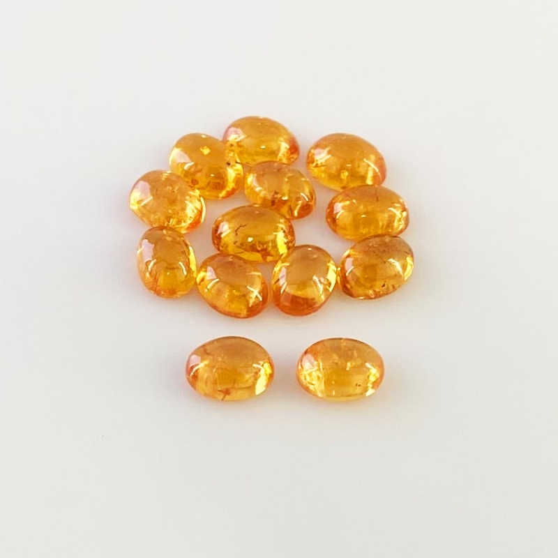 15.60 Carat Spessartite Garnet 7x5mm Smooth Oval Shape AA Grade Cabochons Parcel - Total 13 Pcs.