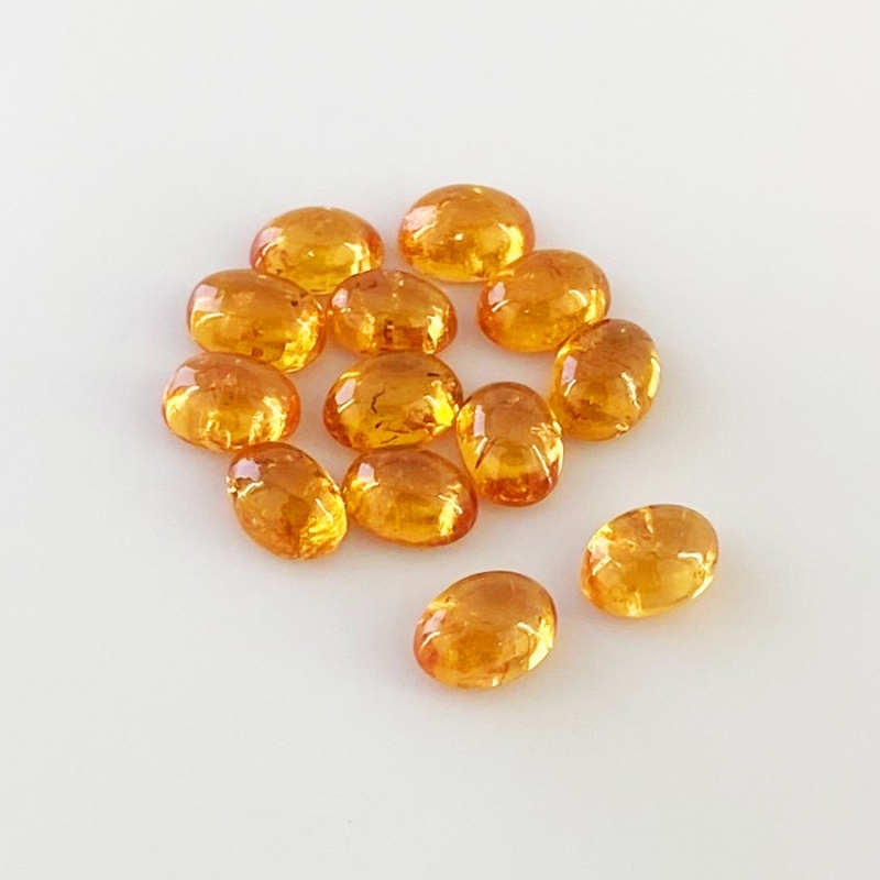 15.60 Carat Spessartite Garnet 7x5mm Smooth Oval Shape AA Grade Cabochons Parcel - Total 13 Pcs.