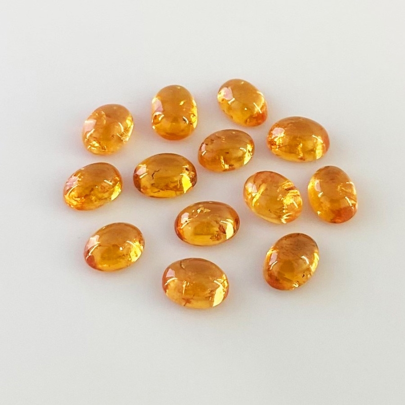 15.60 Carat Spessartite Garnet 7x5mm Smooth Oval Shape AA Grade Cabochons Parcel - Total 13 Pcs.
