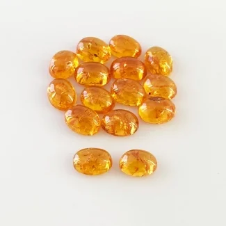 18.35 Carat Spessartite Garnet 7x5mm Smooth Oval Shape AA Grade Cabochons Parcel - Total 15 Pcs.