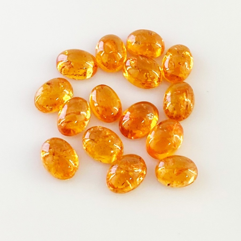 18.35 Carat Spessartite Garnet 7x5mm Smooth Oval Shape AA Grade Cabochons Parcel - Total 15 Pcs.