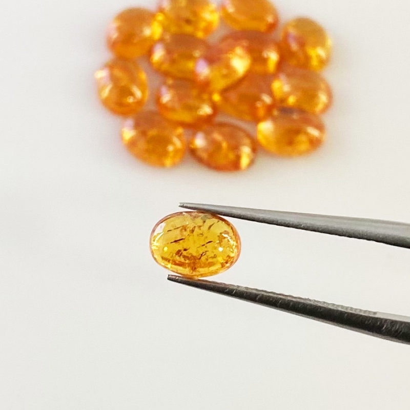 18.35 Carat Spessartite Garnet 7x5mm Smooth Oval Shape AA Grade Cabochons Parcel - Total 15 Pcs.