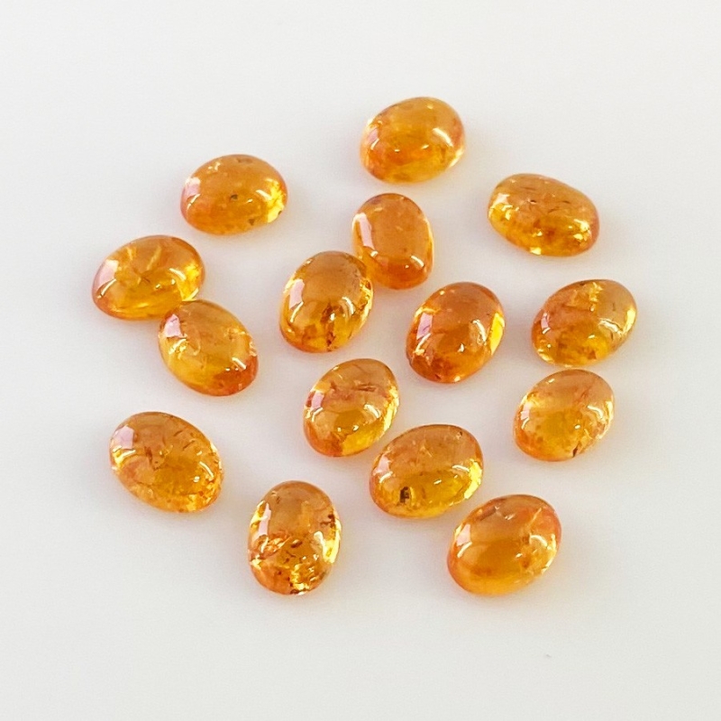 18.35 Carat Spessartite Garnet 7x5mm Smooth Oval Shape AA Grade Cabochons Parcel - Total 15 Pcs.