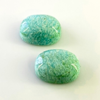 79.35 Carat Amazonite 24x18mm Smooth Oval Shape AAA Grade Cabochons Parcel - Total 2 Pcs.