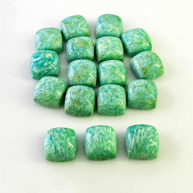 Amazonite Smooth Square Cushion Shape AA Grade Cabochon Parcel - 12mm - 17 Pc. - 152.20 Cts.
