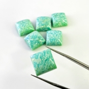 112.25 Cts. Amazonite 15mm Smooth Square Shape AA Grade Cabochons Parcel - Total 6 Pcs.