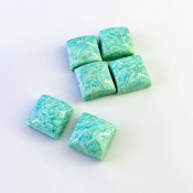 112.25 Cts. Amazonite 15mm Smooth Square Shape AA Grade Cabochons Parcel - Total 6 Pcs.