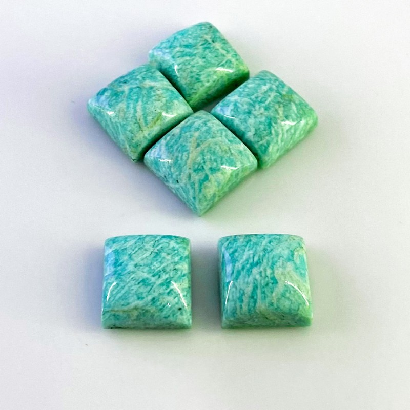 Amazonite Smooth Square Shape AA Grade Cabochon Parcel - 15mm - 6 Pc. - 112.25 Cts.