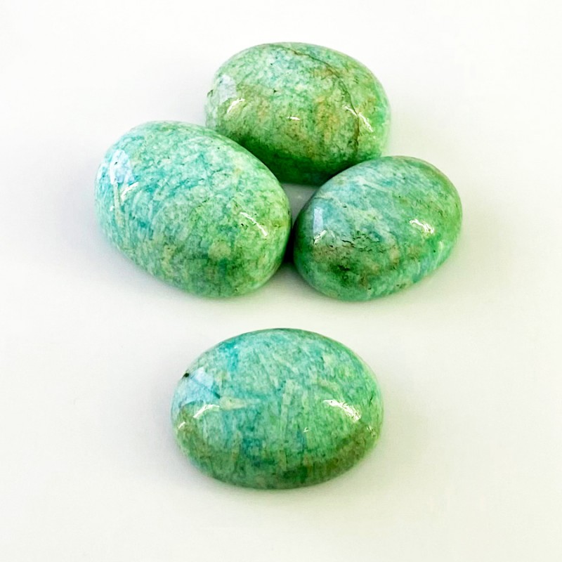 Amazonite Smooth Oval Shape AAA Grade Cabochon Parcel - 22x16-25x18mm - 4 Pc. - 135.65 Carat