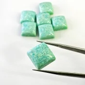 132.60 Cts. Amazonite 15mm Smooth Square Shape AA Grade Cabochons Parcel - Total 7 Pcs.