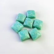 132.60 Cts. Amazonite 15mm Smooth Square Shape AA Grade Cabochons Parcel - Total 7 Pcs.