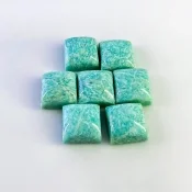 132.60 Cts. Amazonite 15mm Smooth Square Shape AA Grade Cabochons Parcel - Total 7 Pcs.