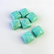 132.60 Cts. Amazonite 15mm Smooth Square Shape AA Grade Cabochons Parcel - Total 7 Pcs.