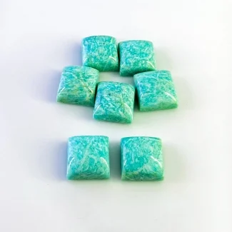 132.60 Cts. Amazonite 15mm Smooth Square Shape AA Grade Cabochons Parcel - Total 7 Pcs.