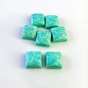 132.60 Cts. Amazonite 15mm Smooth Square Shape AA Grade Cabochons Parcel - Total 7 Pcs.