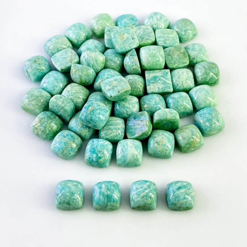 154.3 Carat Amazonite 8mm Smooth Square Cushion Shape AA Grade Cabochons Parcel - Total 52 Pcs.